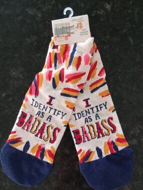 "BadAss" Combed Cotton Blend Blue Q Ankle Socks
